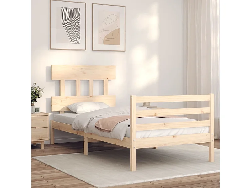 Bedframe met hoofdbord massief hout NL20729