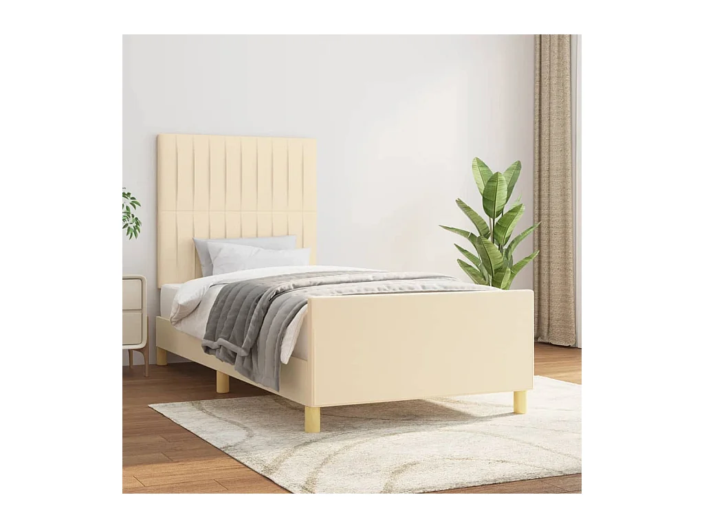 Lit-80x200 cm avec tête de lit Crème Tissu EGGB49102