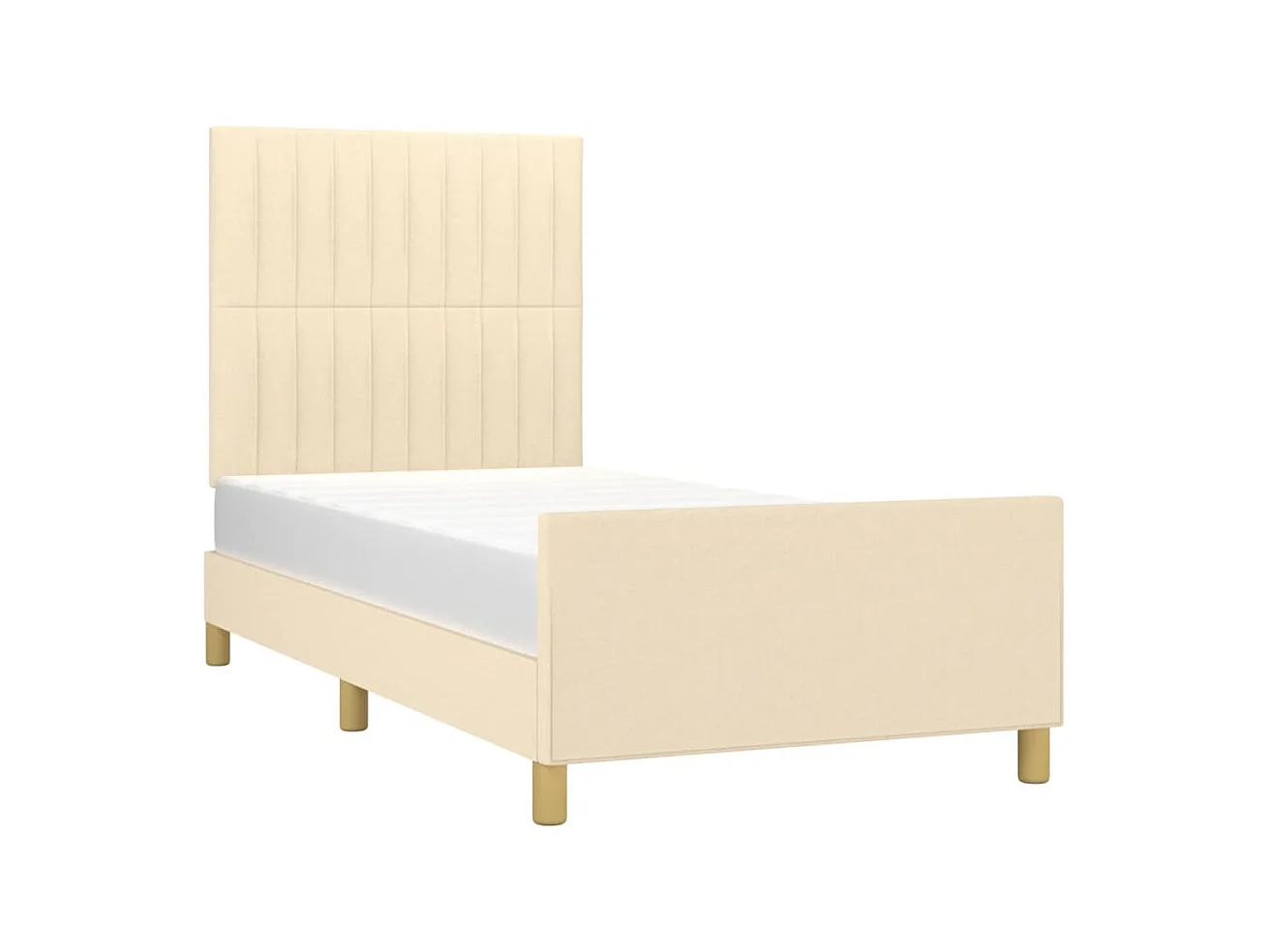Lit-80x200 cm avec tête de lit Crème Tissu EGGB49102