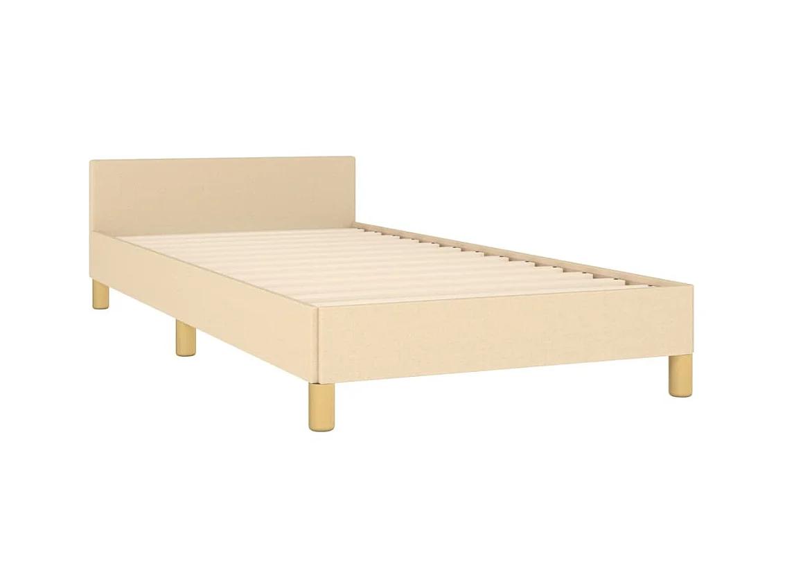 Lit-80x200 cm avec tête de lit Crème Tissu EGGB49102