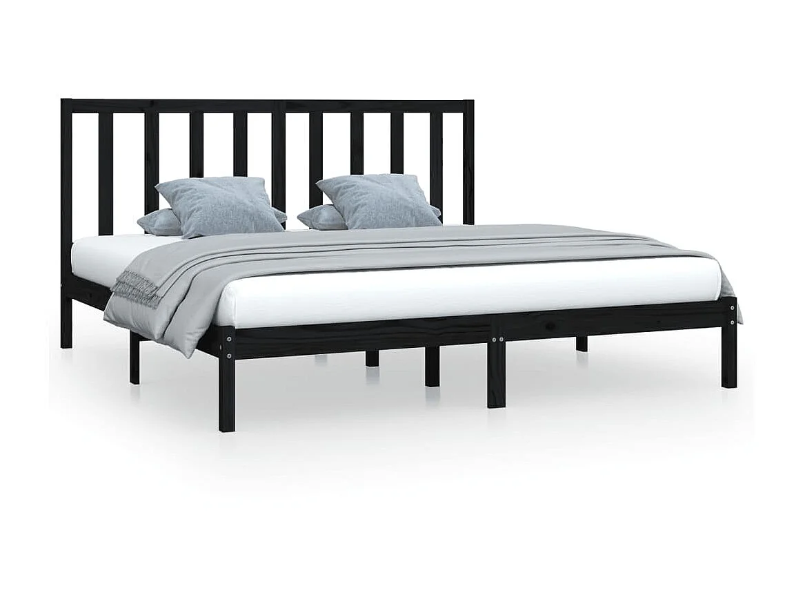 Lit-200x200 cm Noir Bois de pin massif EGGB41381