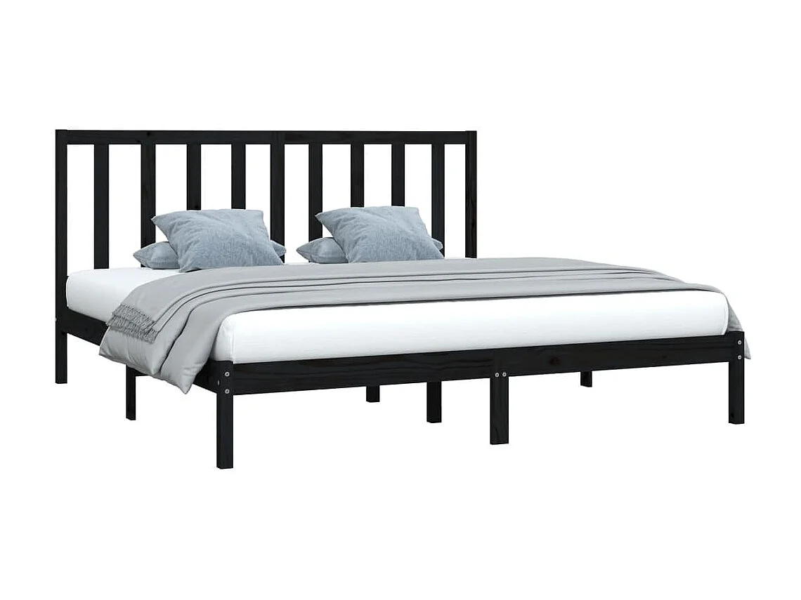 Lit-200x200 cm Noir Bois de pin massif EGGB41381