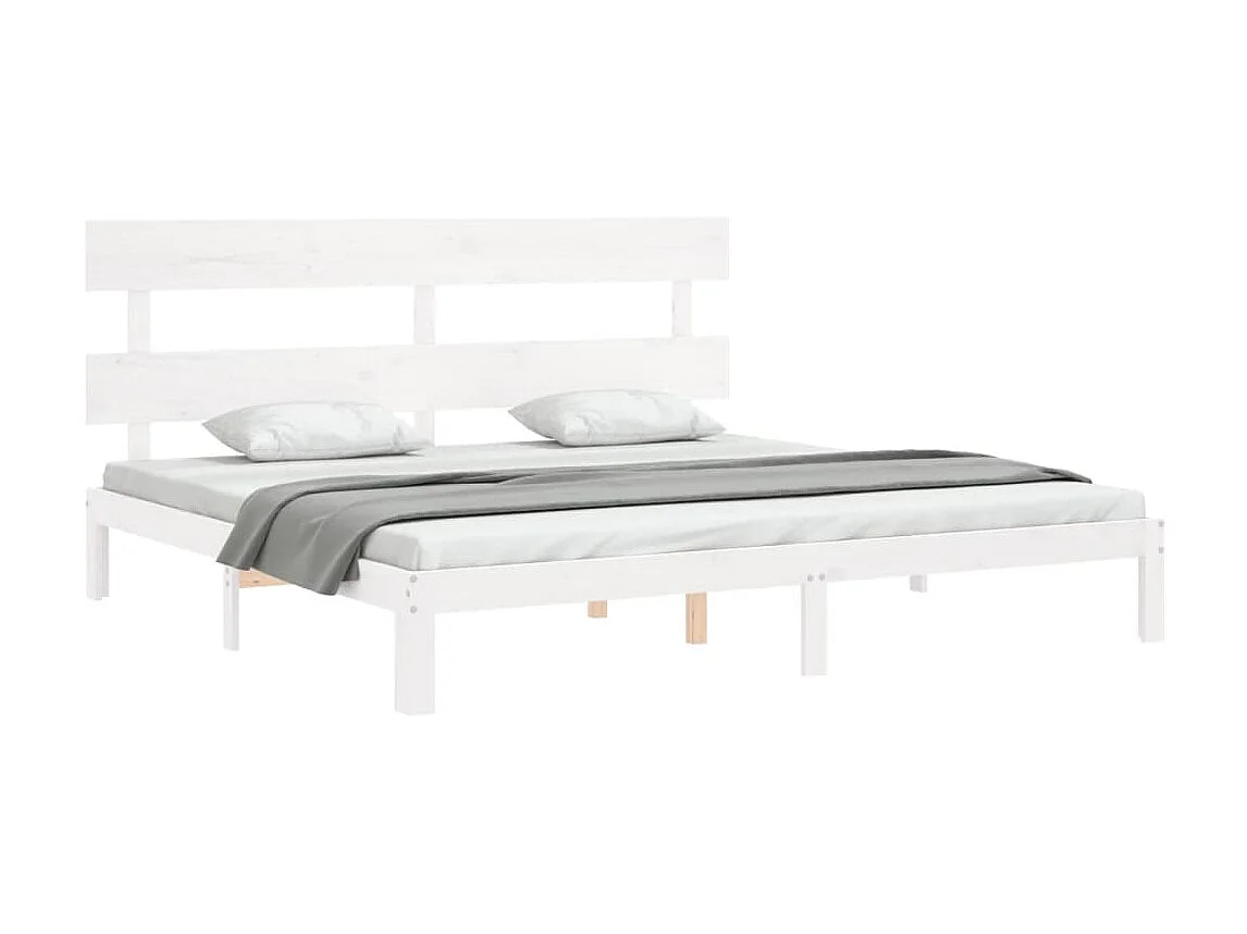 Lit-200x200 cm avec tête de lit blanc bois massif EGGB24103