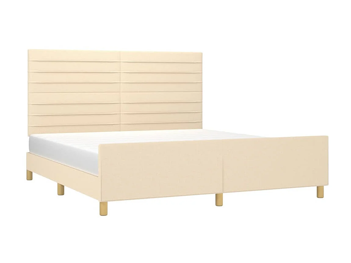 Cama - 160x200 cm em tecido cor creme PT487294