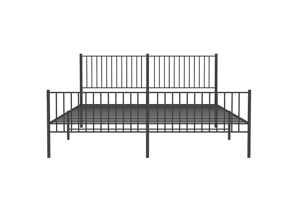 Lit-193x203 cm métal avec tête de lit/pied de lit noir EGGB54408