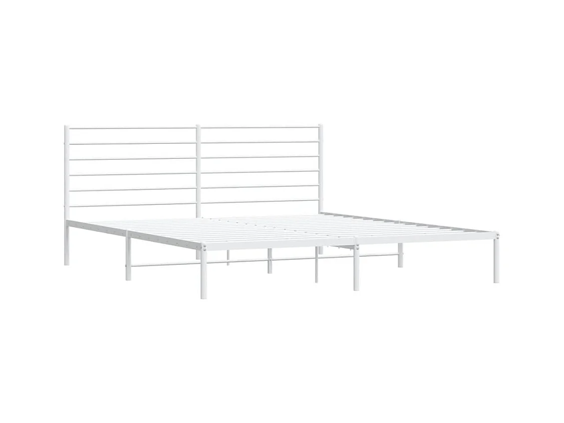 Lit-180x200 cm métal avec tête de lit blanc EGGB22365