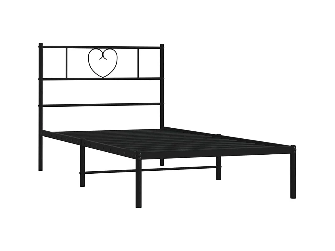 Bedframe met hoofdbord metaal zwart 90x190 cm NL32555
