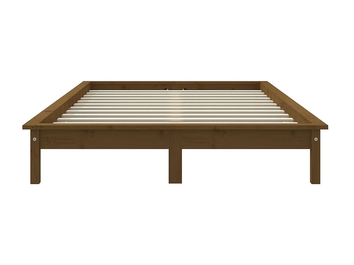 Cama 140x200 cm pinho maciço castanho mel PT258814