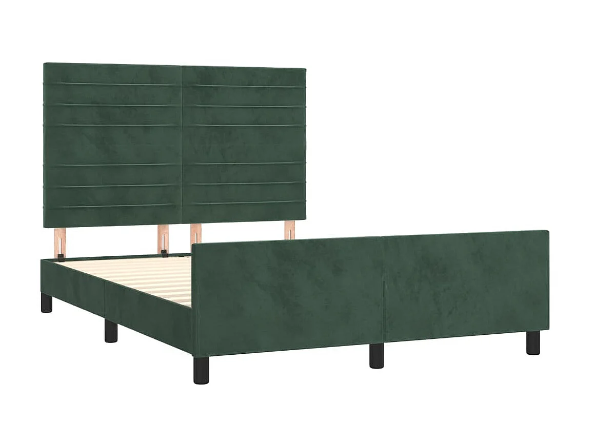 Cama 140x190 cm con cabecero terciopelo verde oscuro ES86157