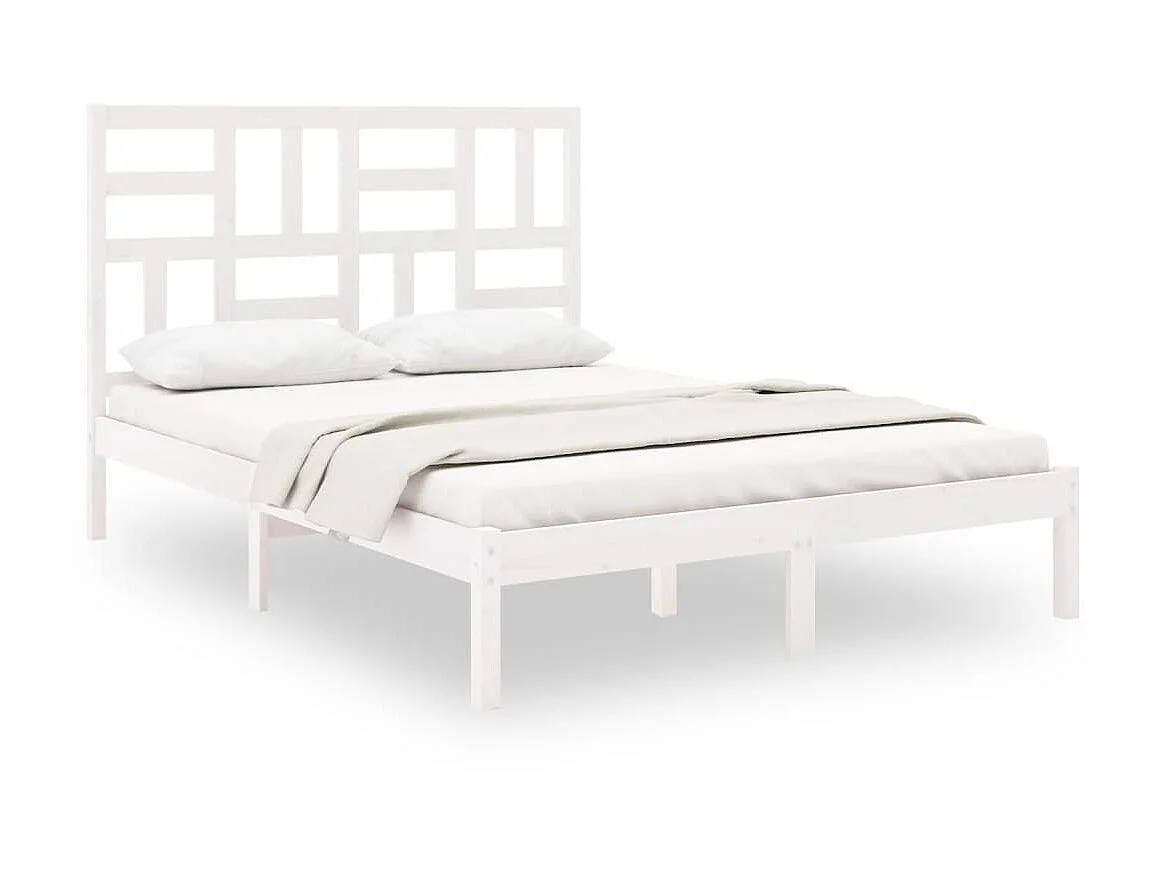 Cama 160x200 cm madeira maciça branco PT245512