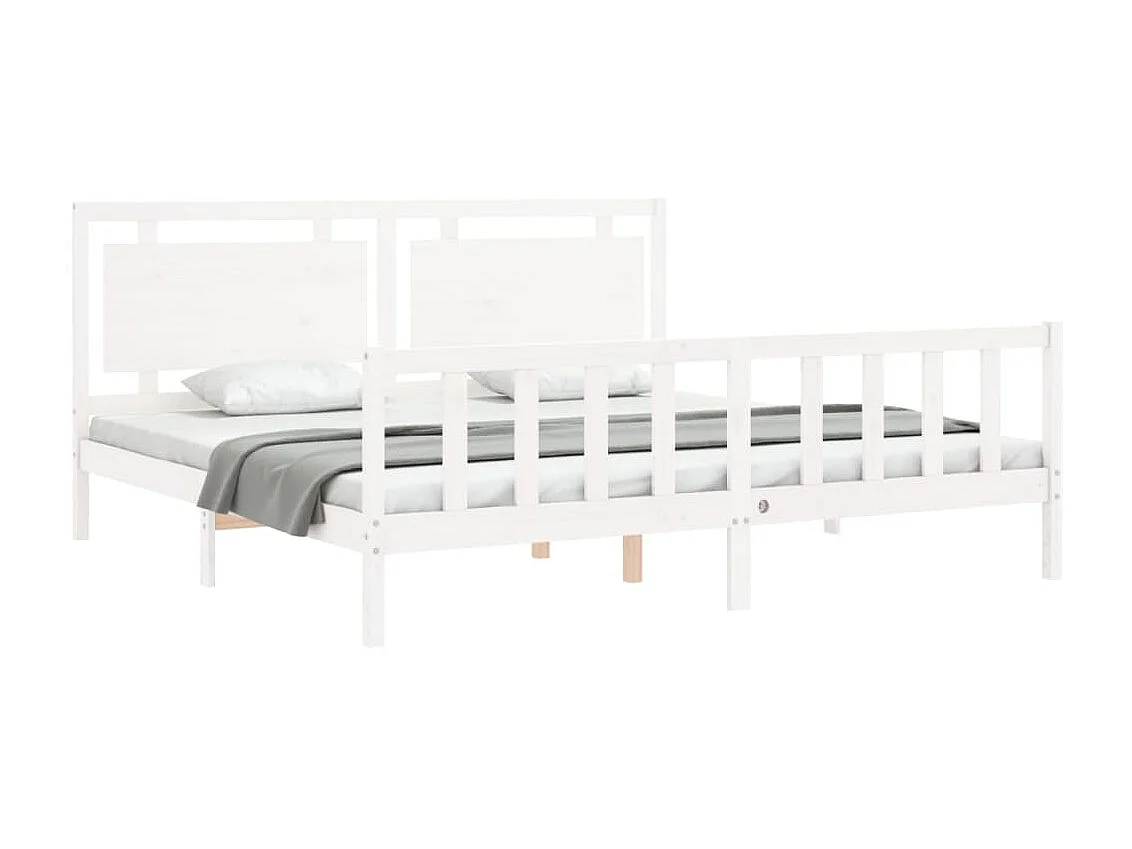 Lit-200x200 cm avec tête de lit blanc bois massif EGGB76473