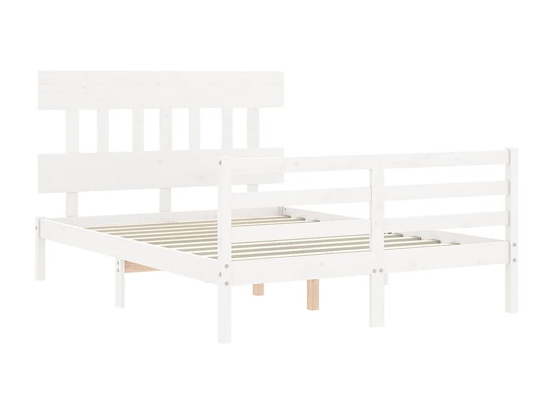 Cama com cabeceira 140x190cm madeira maciça branco PT809673