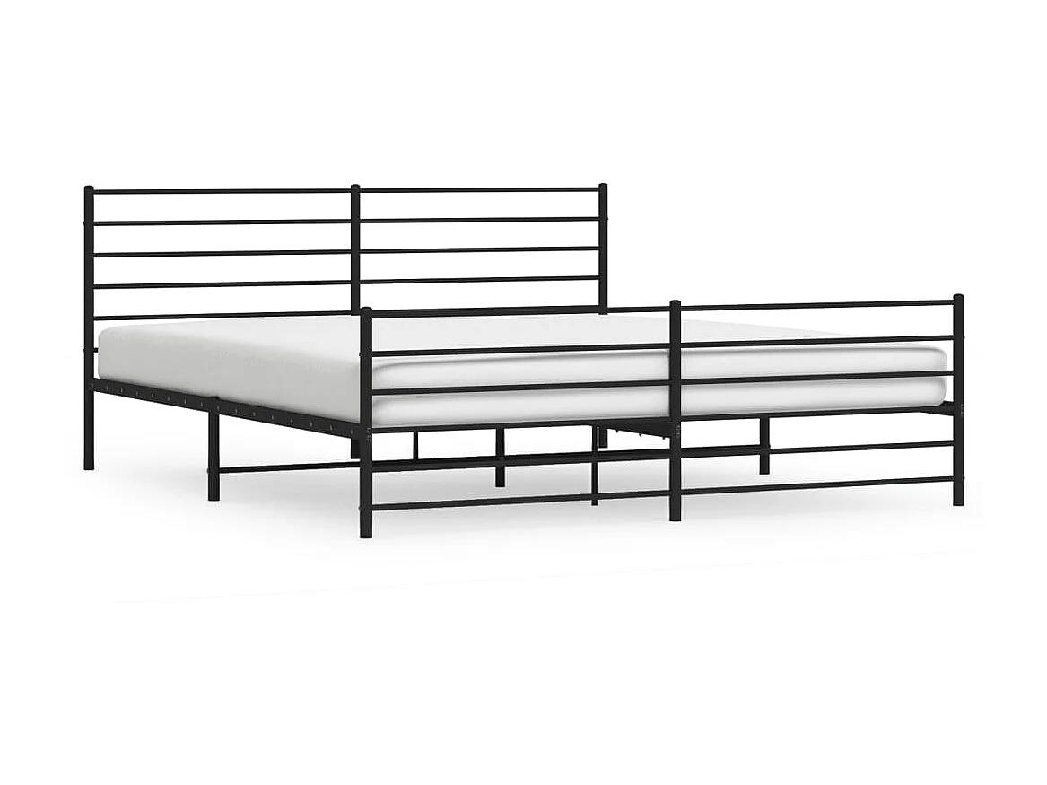 Cama 190x200 cm cabecero y estribo metal negro ES34324
