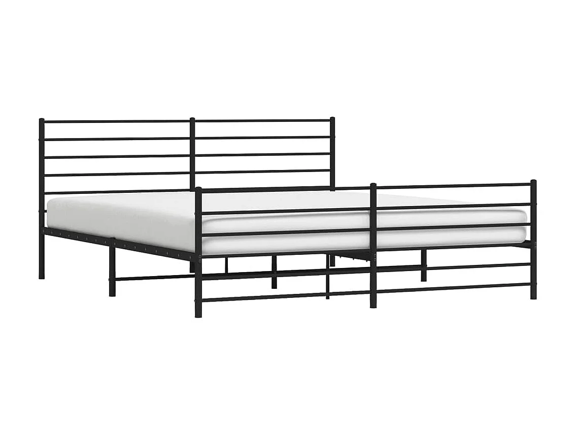 Cama 190x200 cm cabecero y estribo metal negro ES34324