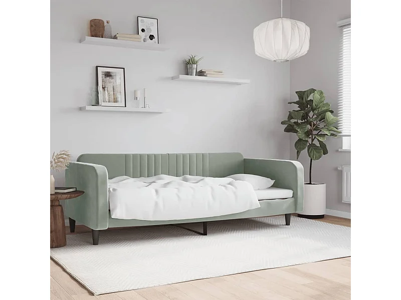 Lit-90x190 cm de repos gris clair velours EGGB44812