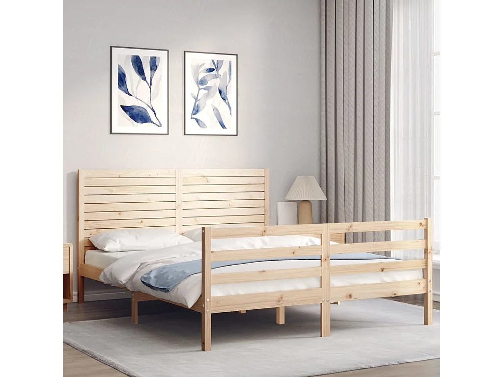 Lit-160x200 cm avec tête de lit bois massif EGGB74990