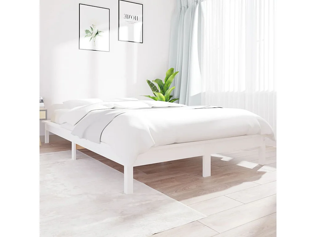 Cama 140x190 cm de madera maciza de pino blanco ES47498