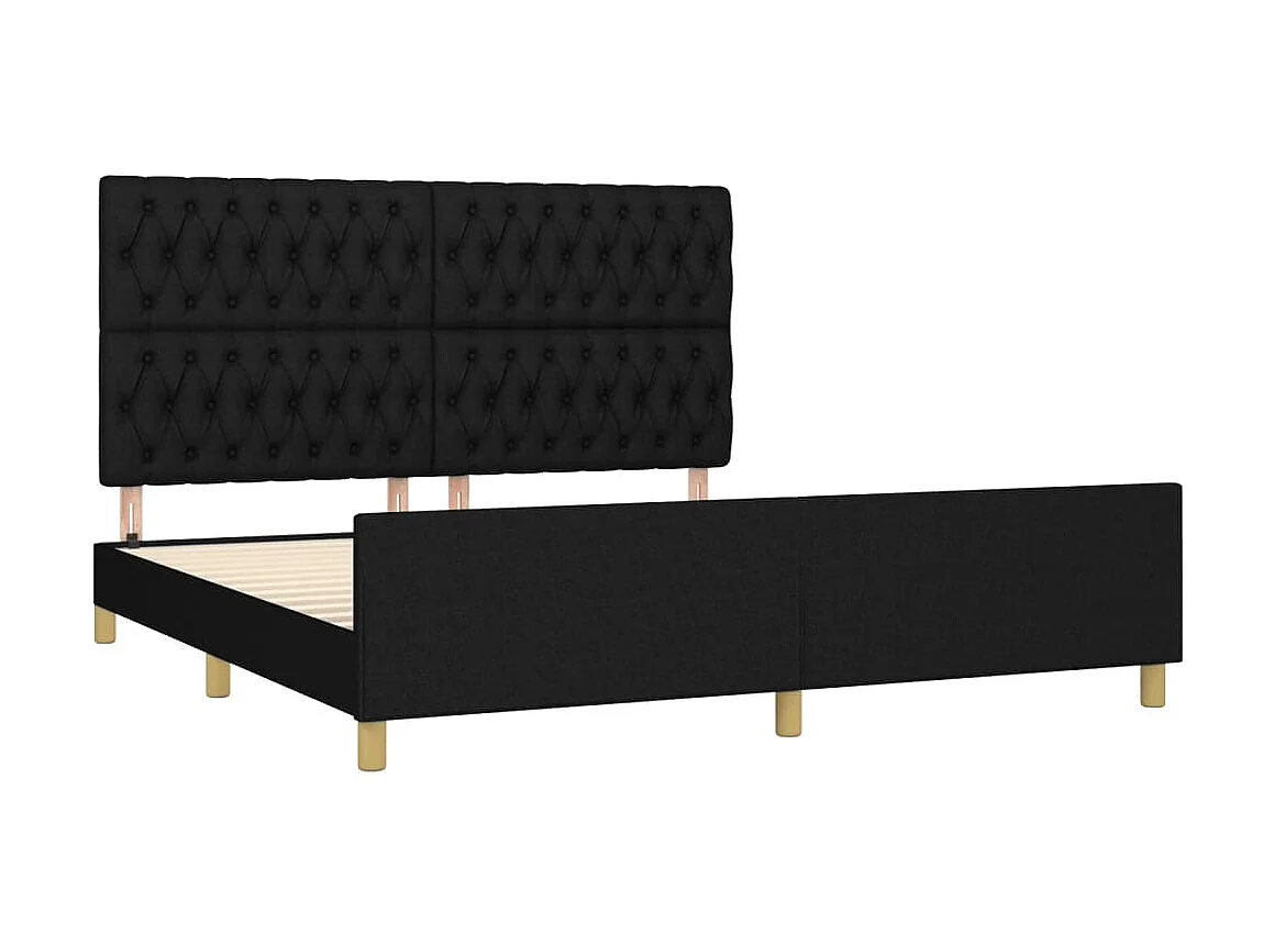 Lit-180x200 cm avec tête de lit Noir Tissu EGGB66521