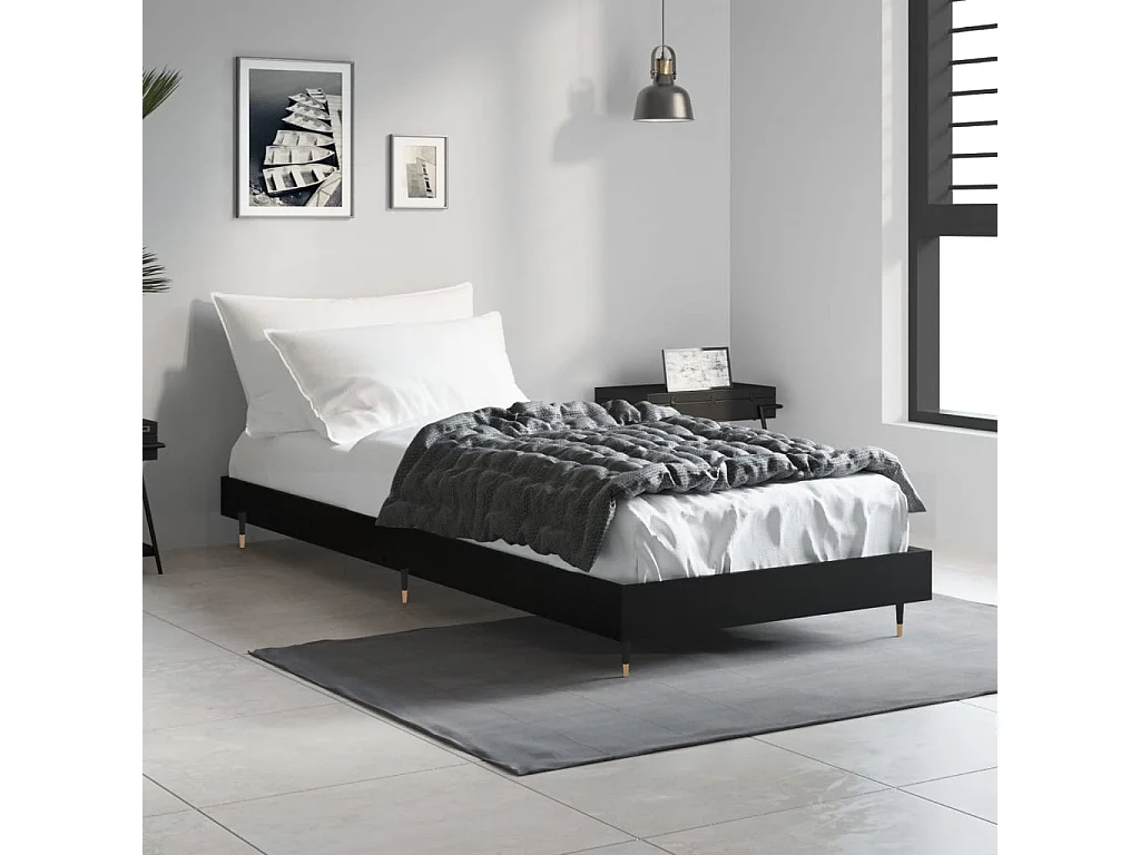 Bedframe bewerkt hout zwart 75x190 cm NL27786