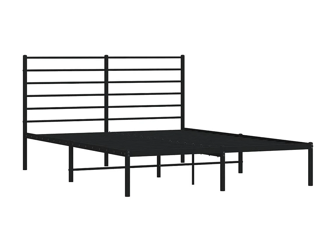 Lit-140x190 cm métal avec tête de lit noir EGGB87074