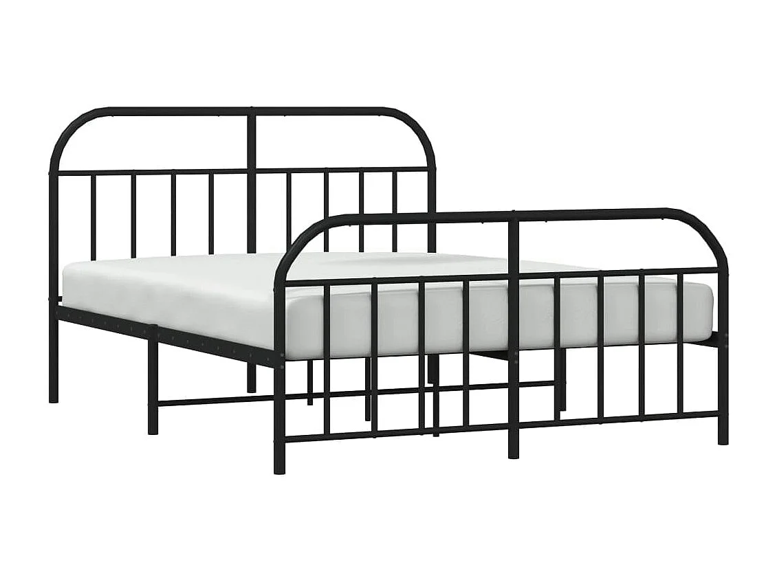 Cama 135x190 cm cabecero y estribo metal negro ES21864