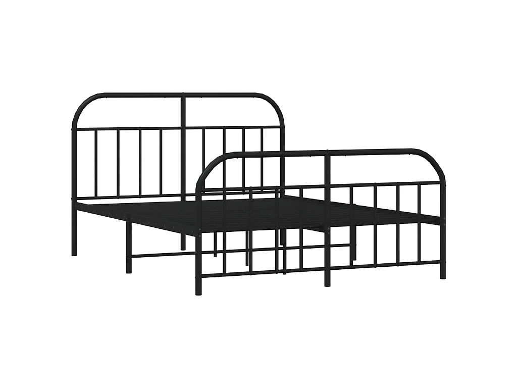 Cama 135x190 cm cabecero y estribo metal negro ES21864