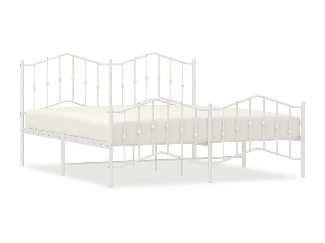 Lit-160x200 cm métal avec tête de lit/pied de lit blanc EGGB93915