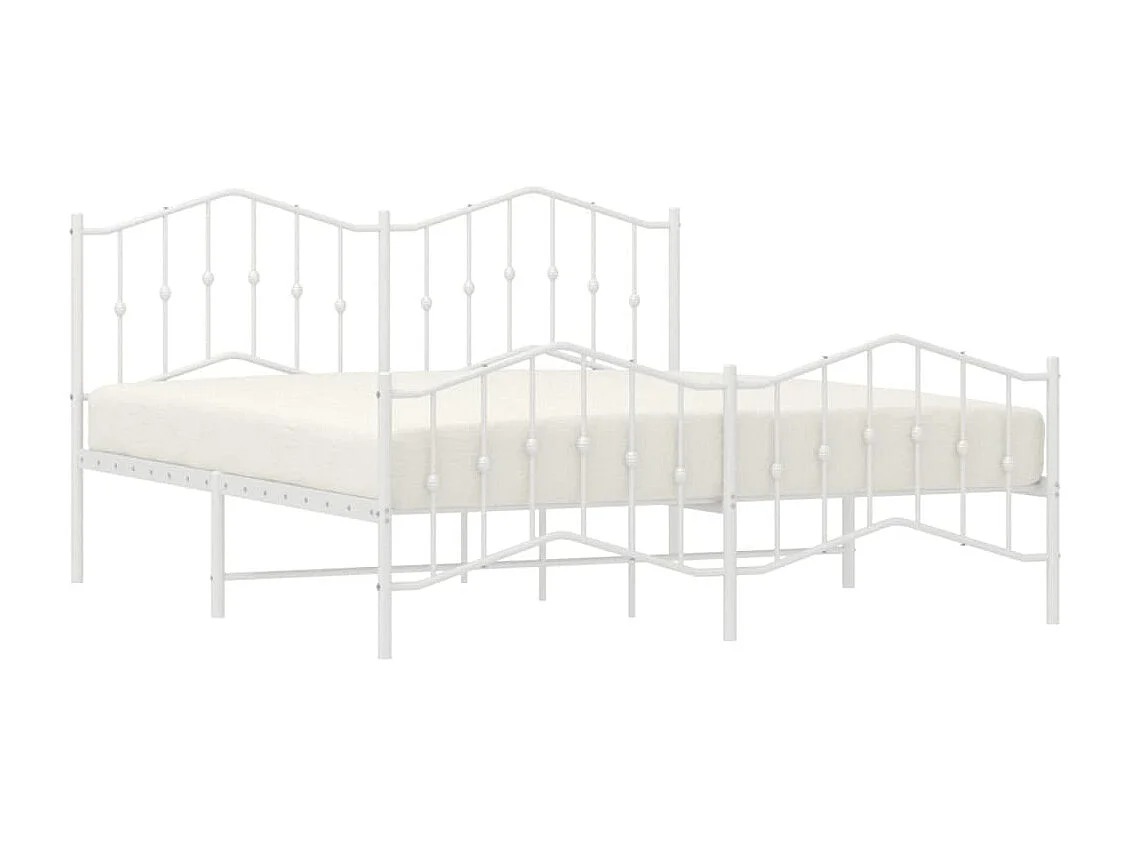 Lit-160x200 cm métal avec tête de lit/pied de lit blanc EGGB93915