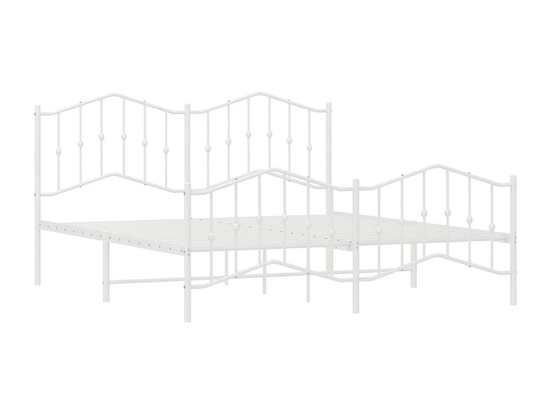 Lit-160x200 cm métal avec tête de lit/pied de lit blanc EGGB93915