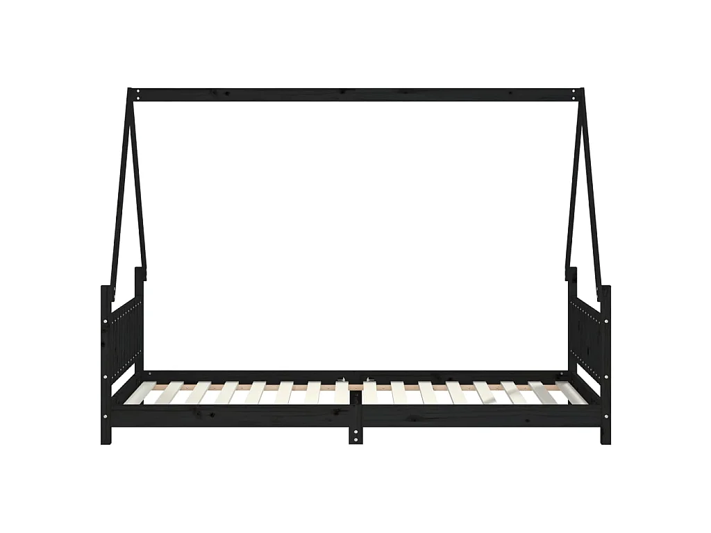 Cama infantil 90x200 cm pinho maciço preto PT897637