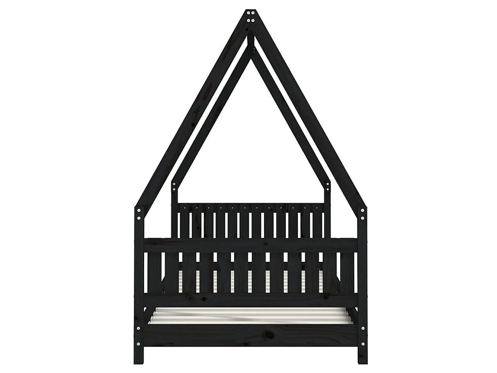 Cama infantil 90x200 cm pinho maciço preto PT897637