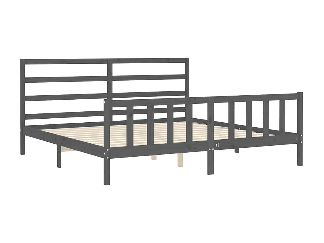 Lit-200x200 cm avec tête de lit gris bois massif EGGB62840