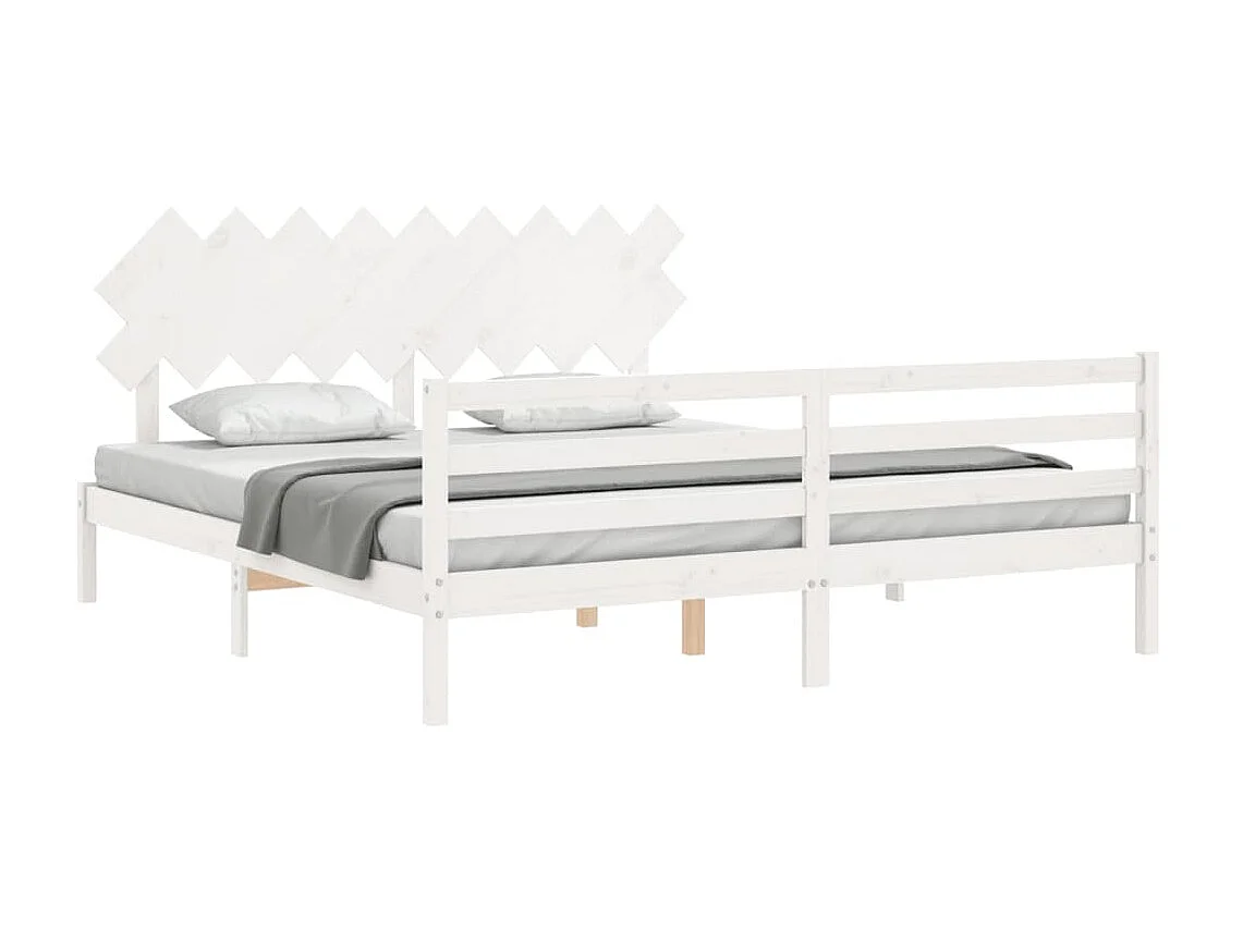 Lit-180x200 cm avec tête de lit blanc Super King bois massif EGGB98762