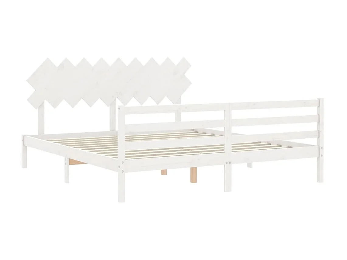 Lit-180x200 cm avec tête de lit blanc Super King bois massif EGGB98762