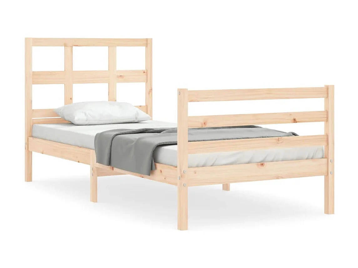 Bedframe met hoofdbord massief hout 90x200 cm NL34736