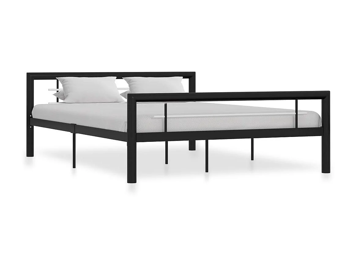 Lit-120x200 cm Noir et blanc Métal EGGB21475