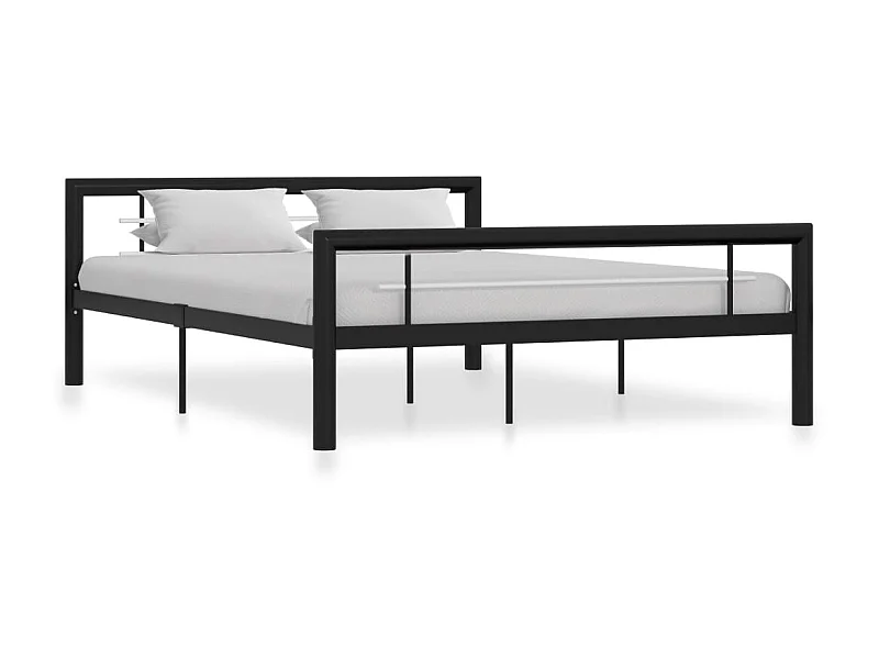Cama 120x200 cm metal preto e branco PT600312