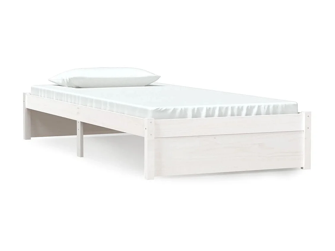 Lit-90x190 cm Blanc Bois massif Simple EGGB91622