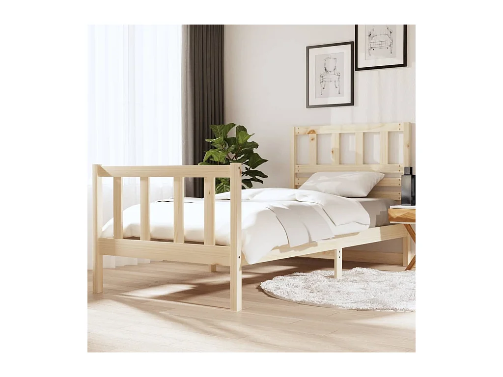 Lit-90x190 cm Bois massif Simple EGGB72852