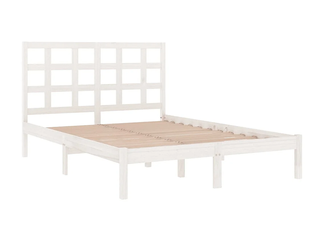 Cama pequena casal 120x190 cm pinho maciço branco PT896147