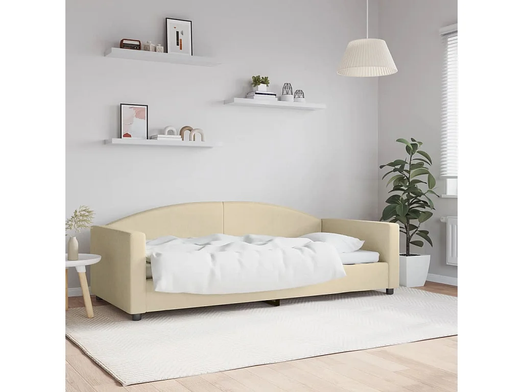 Sofá-cama 90x200 cm tecido cor creme PT122147