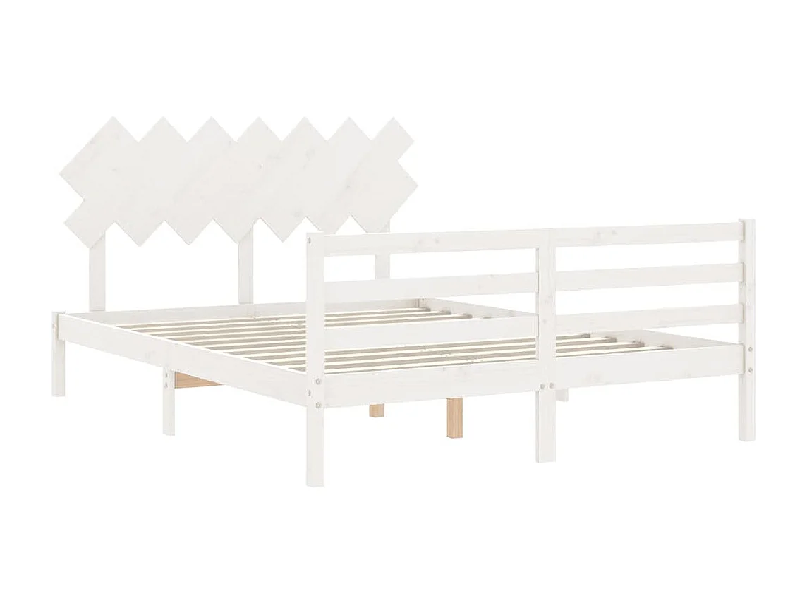 Lit-140x200 cm avec tête de lit blanc bois massif EGGB64044