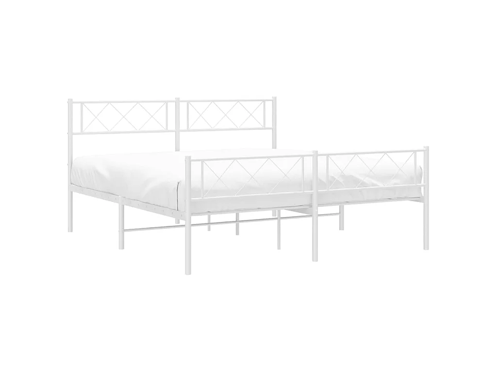 Lit-150x200 cm métal avec tête de lit/pied de lit blanc EGGB10488