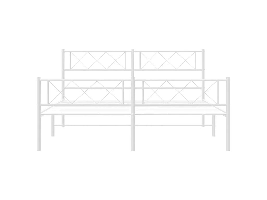 Lit-150x200 cm métal avec tête de lit/pied de lit blanc EGGB10488