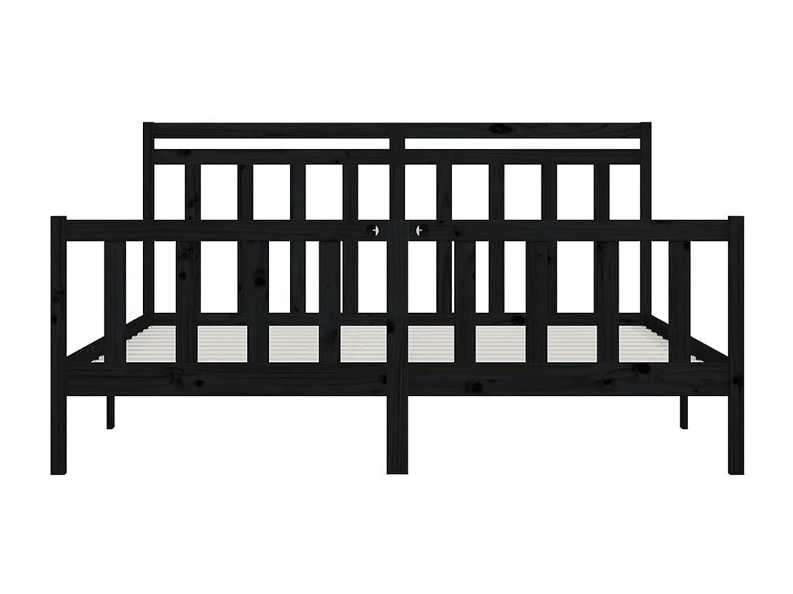 Lit-200x200 cm Noir Bois de pin massif EGGB83255