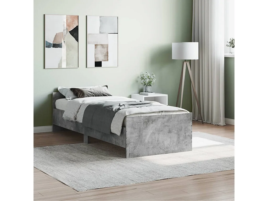 Cama 75x190 cm madera de ingeniería gris hormigón ES74073