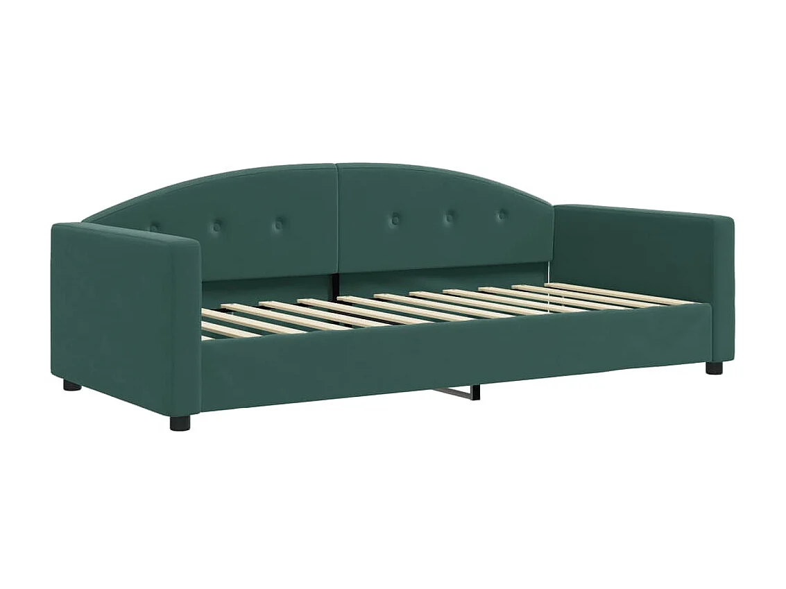 Cama de solteiro 90x200 cm veludo verde-escuro PT261843