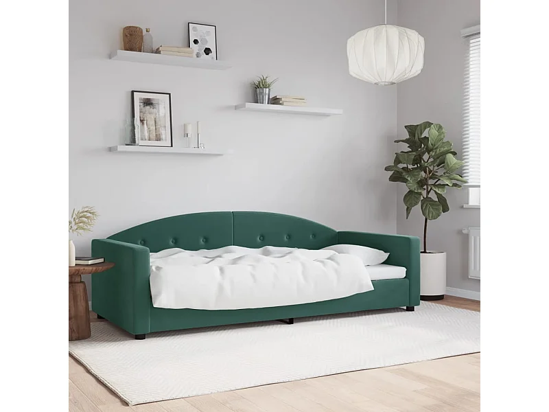 Cama de solteiro 90x200 cm veludo verde-escuro PT261843