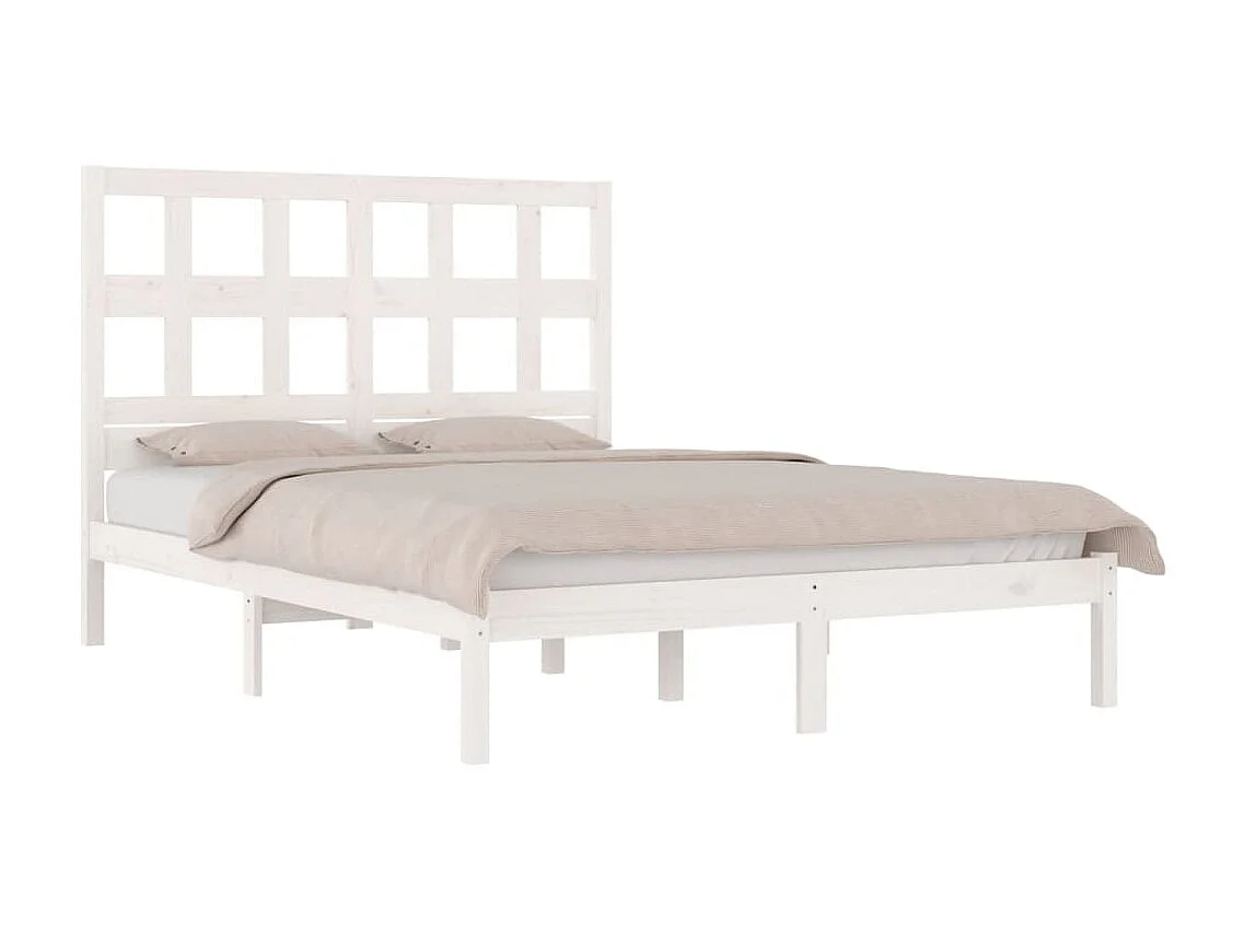 Cama pequena casal 120x190 cm pinho maciço branco PT623155