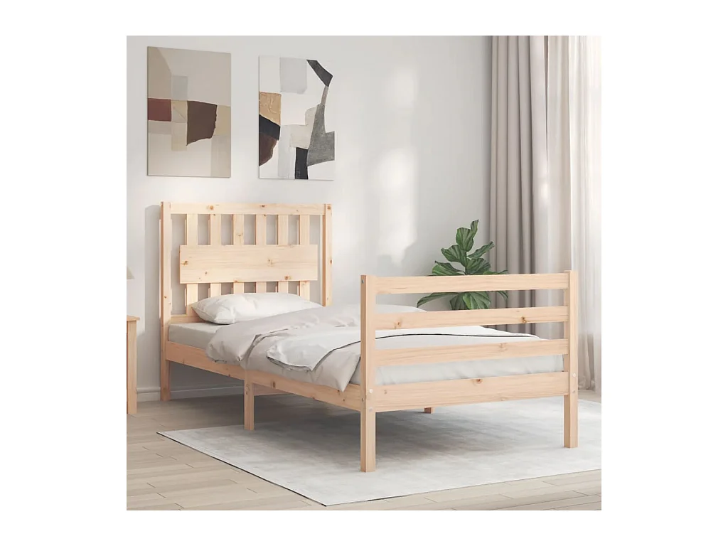 Lit-90x200 cm avec tête de lit bois massif EGGB51342